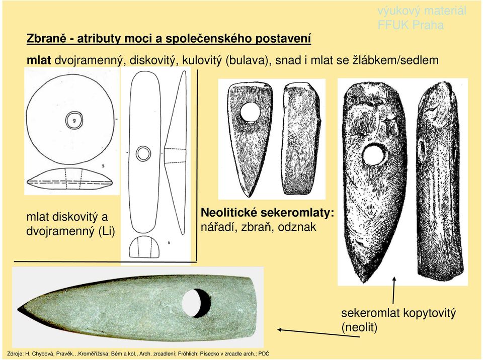 sekeromlaty: nářadí, zbraň, odznak sekeromlat kopytovitý (neolit) Zdroje: H.