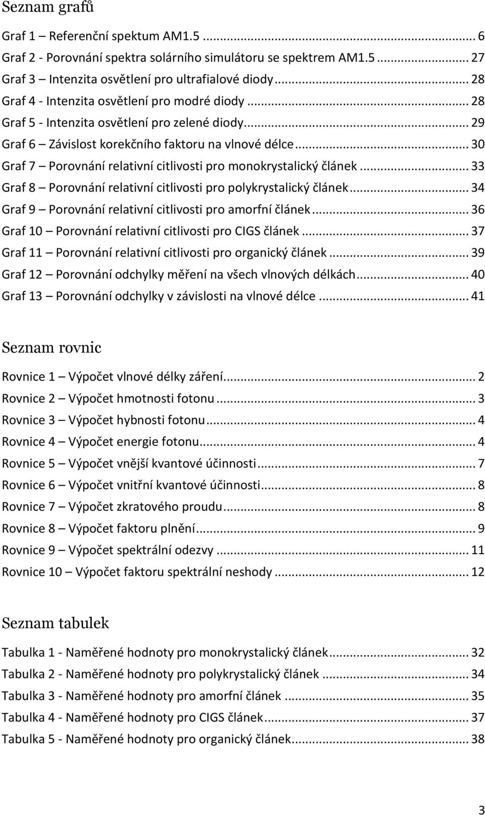 .. 30 Graf 7 Porovnání relativní citlivosti pro monokrystalický článek... 33 Graf 8 Porovnání relativní citlivosti pro polykrystalický článek.