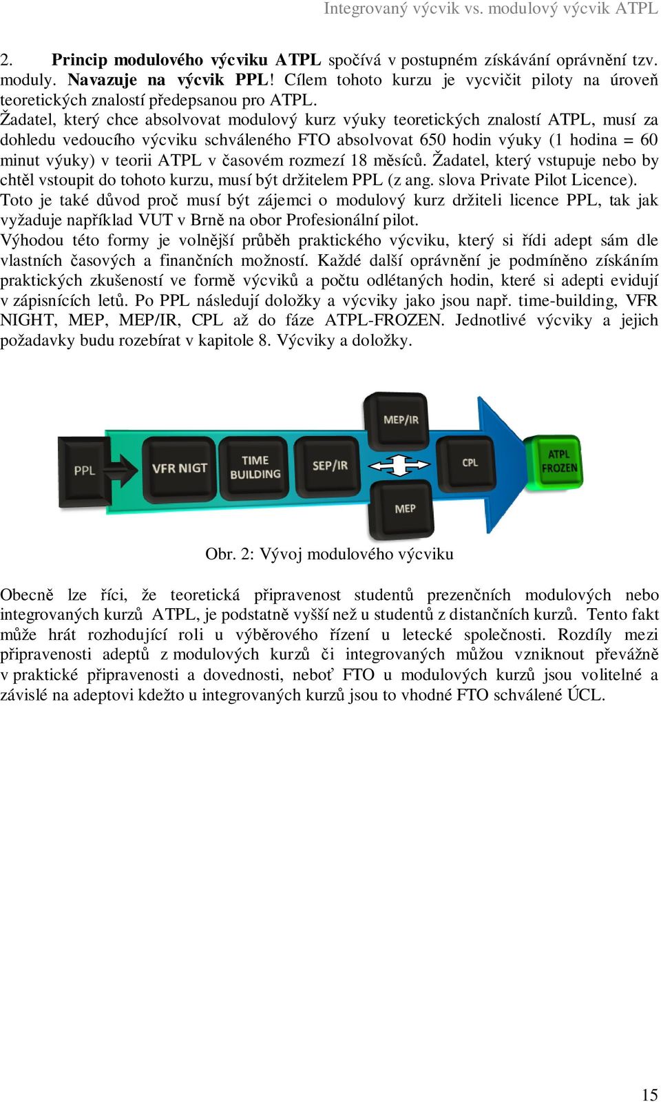 Žadatel, který chce absolvovat modulový kurz výuky teoretických znalostí ATPL, musí za dohledu vedoucího výcviku schváleného FTO absolvovat 650 hodin výuky (1 hodina = 60 minut výuky) v teorii ATPL v