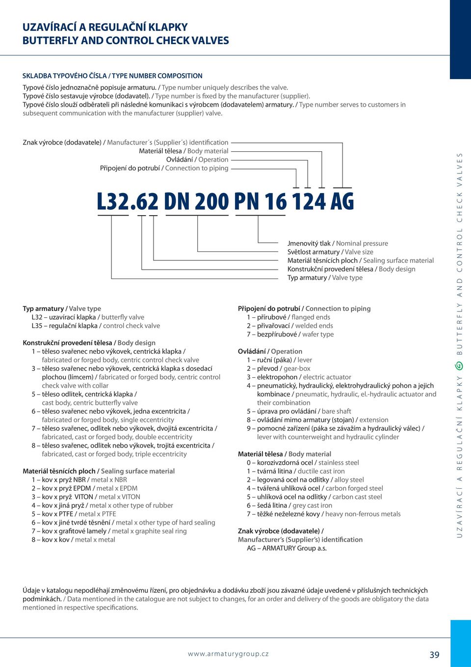 / Type number serves to customers in subsequent communication with the manufacturer (supplier) valve.