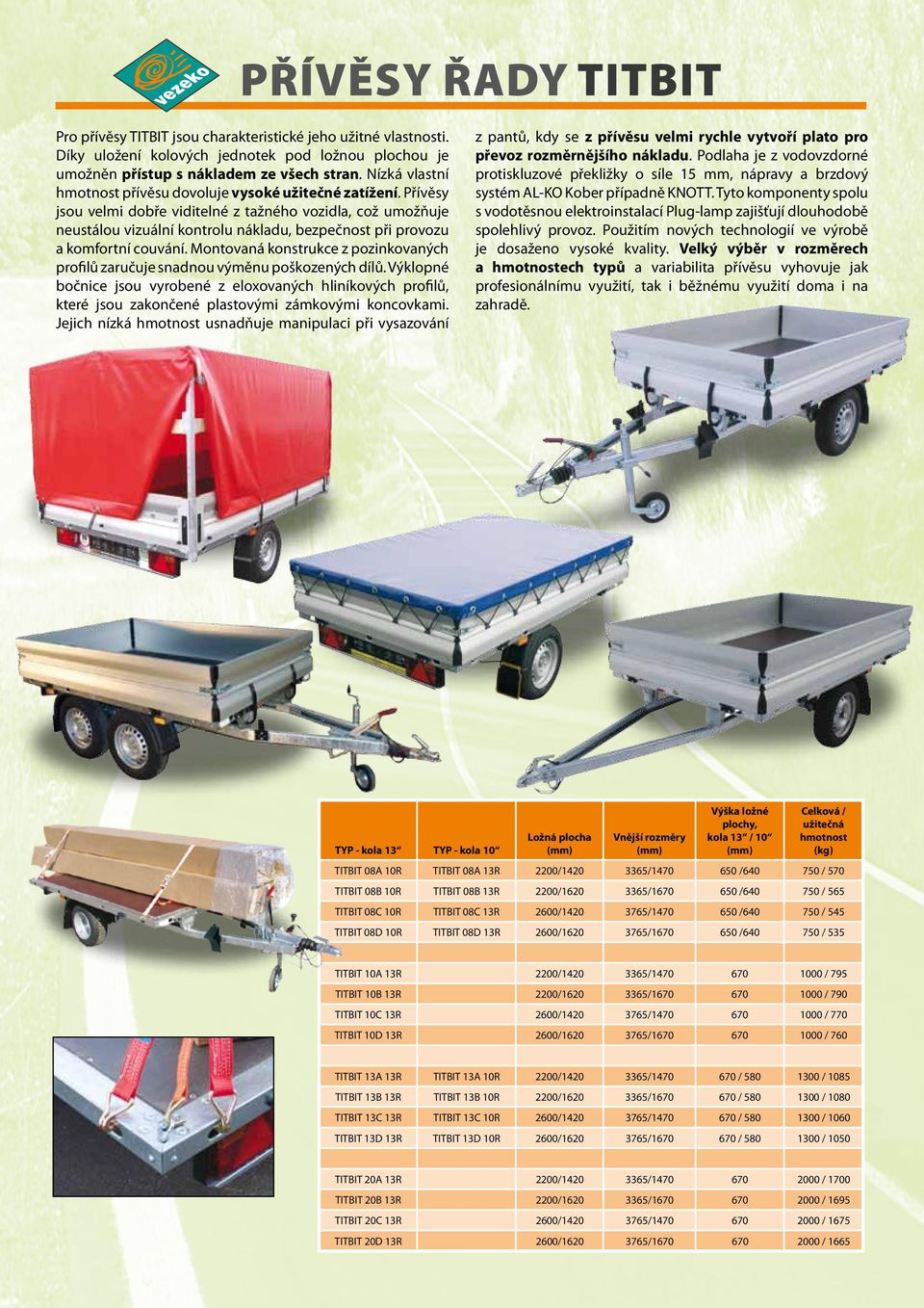 Přívěsy jsou velmi dobře viditelné z tažného vozidla, což umožňuje neustálou vizuální kontrolu nákladu, bezpečnost při provozu a komfortní couvání.