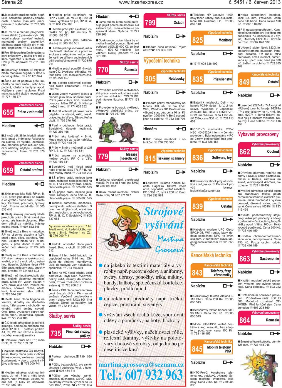 604 838 851 Pro 15 dceru hledám brigádu na letní prázdniny v útulku pro psi u koní, výpomoc v kuchyni, úklid.