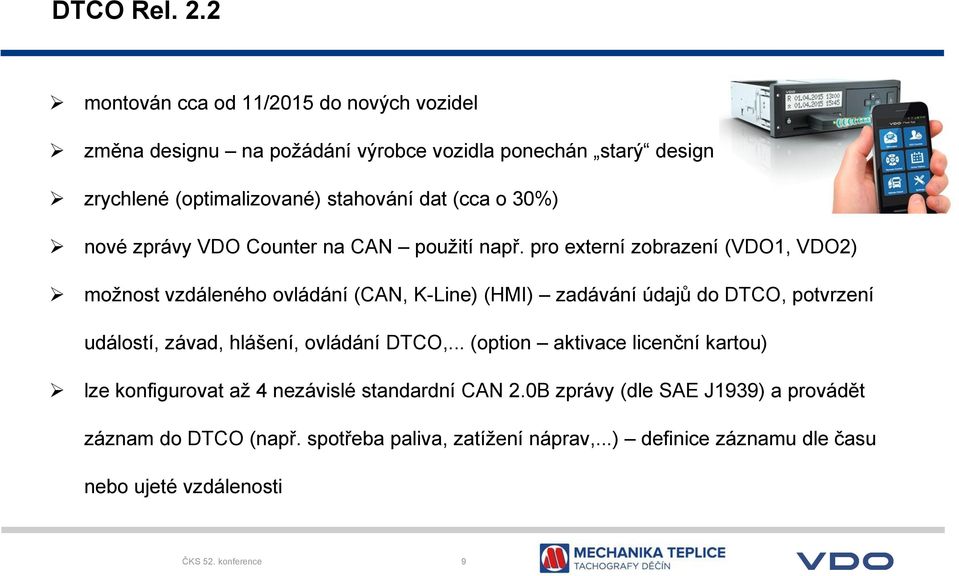 30%) nové zprávy VDO Counter na CAN použití např.