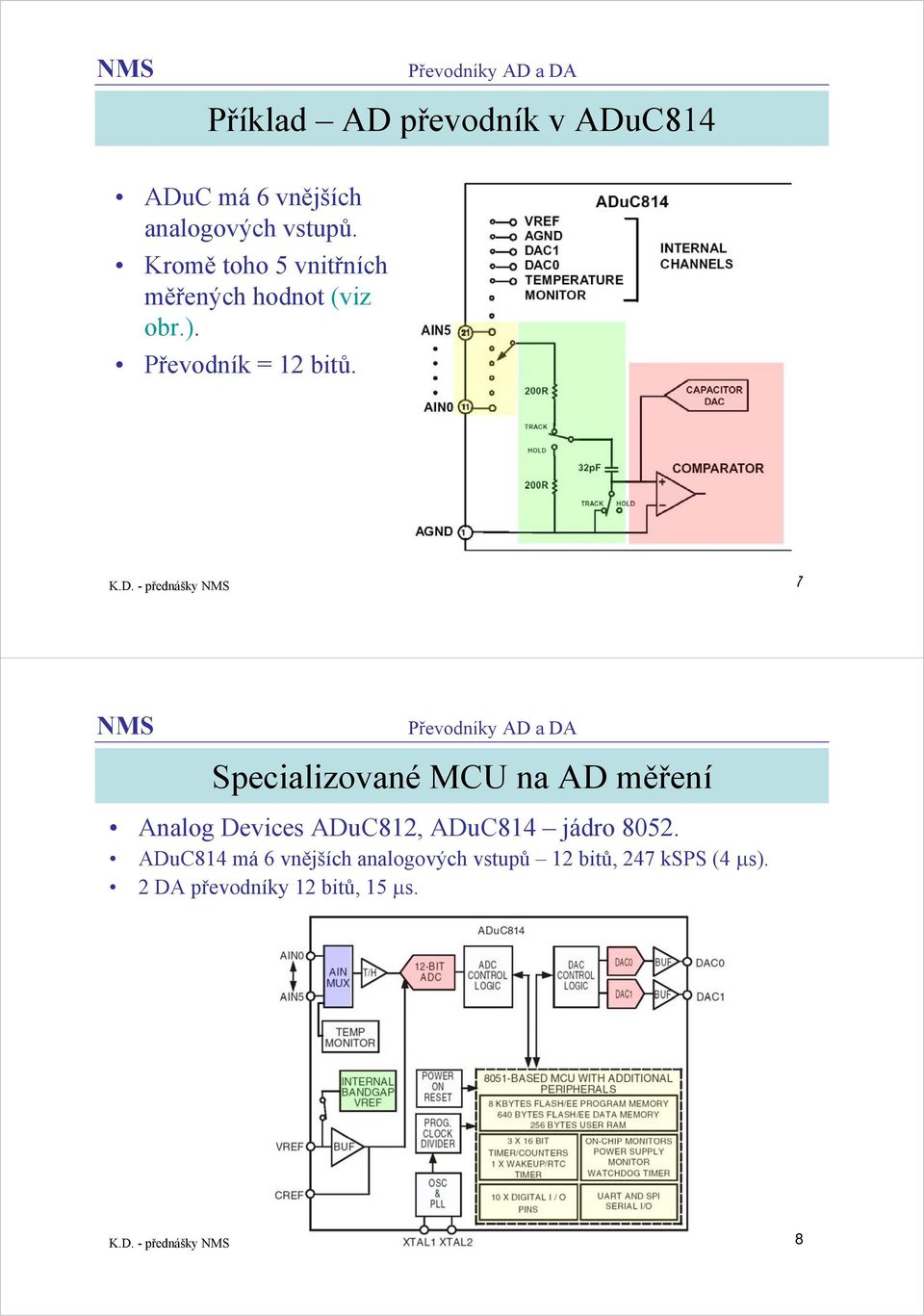 - přednášky 7 Specializované MCU na AD měření Analog Devices ADuC812, ADuC814 jádro 8052.