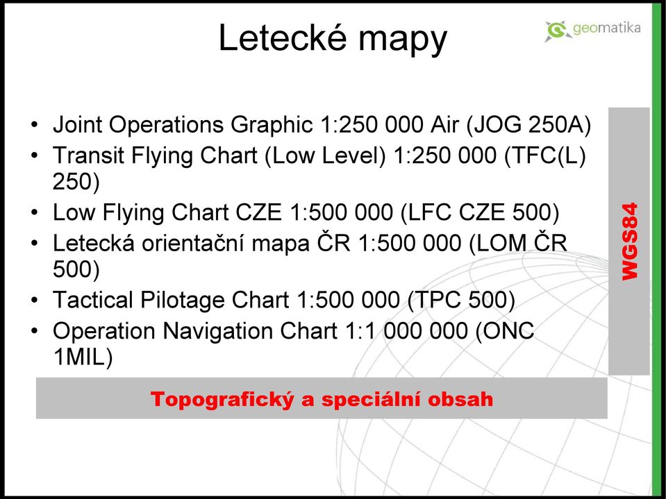 orientační mapa ČR 1:500 000 (LOM ČR 500) Tactical Pilotage Chart 1:500 000 (TPC 500)