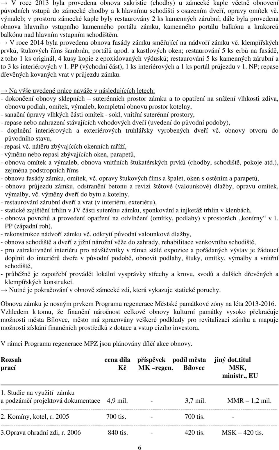 hlavním vstupním schodištěm. V roce 2014 byla provedena obnova fasády zámku směřující na nádvoří zámku vč. klempířských prvků, štukových říms šambrán, portálů apod.