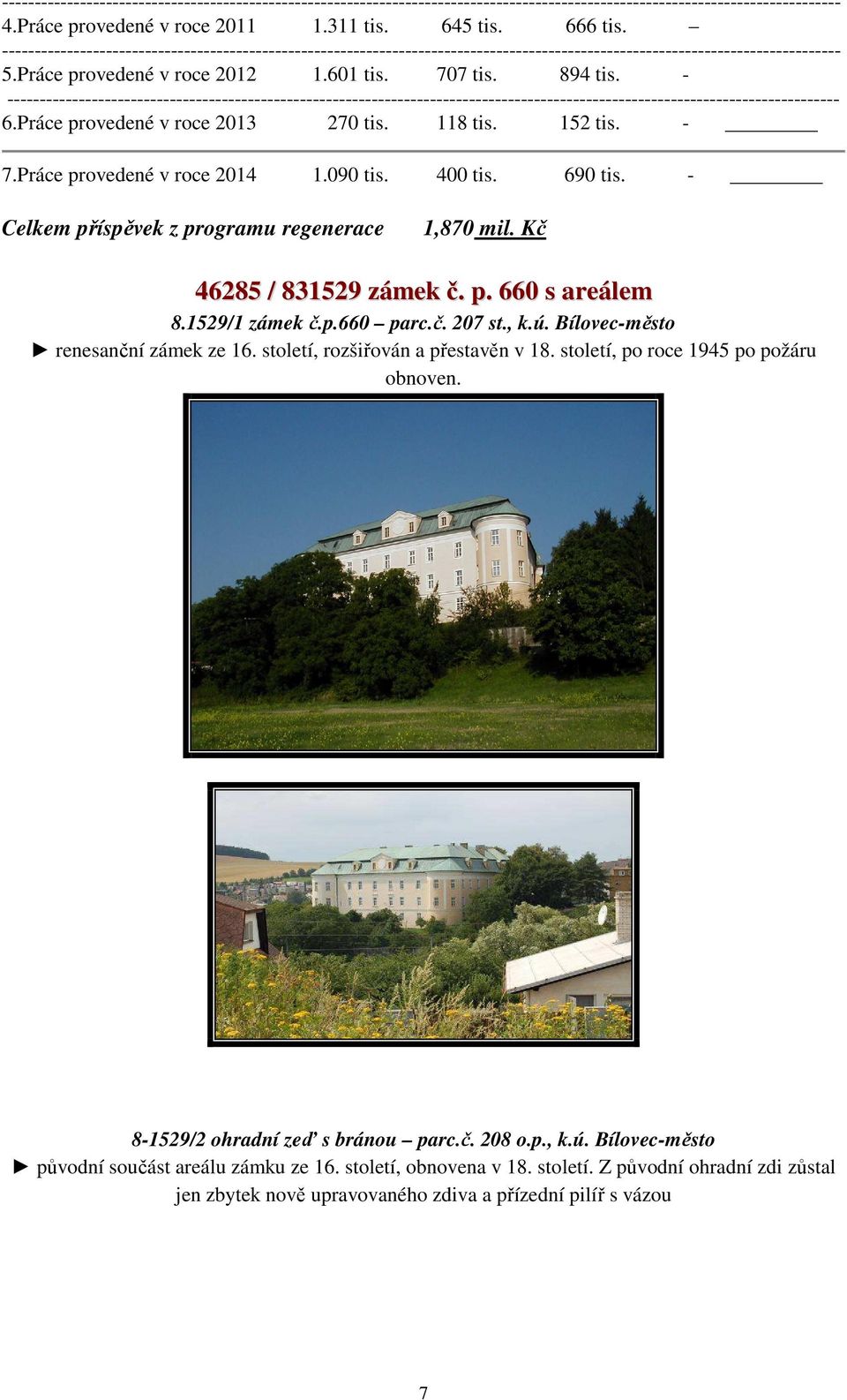 - -------------------------------------------------------------------------------------------------------------------------------- 6.Práce provedené v roce 2013 270 tis. 118 tis. 152 tis. - 7.