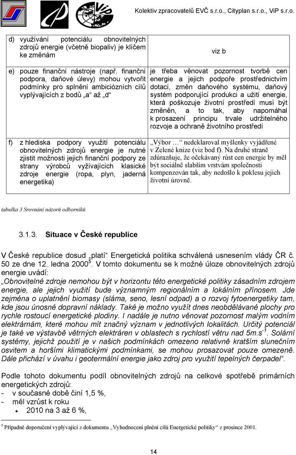 zjistit možnosti jejich finanční podpory ze strany výrobců vyžívajících klasické zdroje energie (ropa, plyn, jaderná energetika) je třeba věnovat pozornost tvorbě cen energie a jejich podpoře