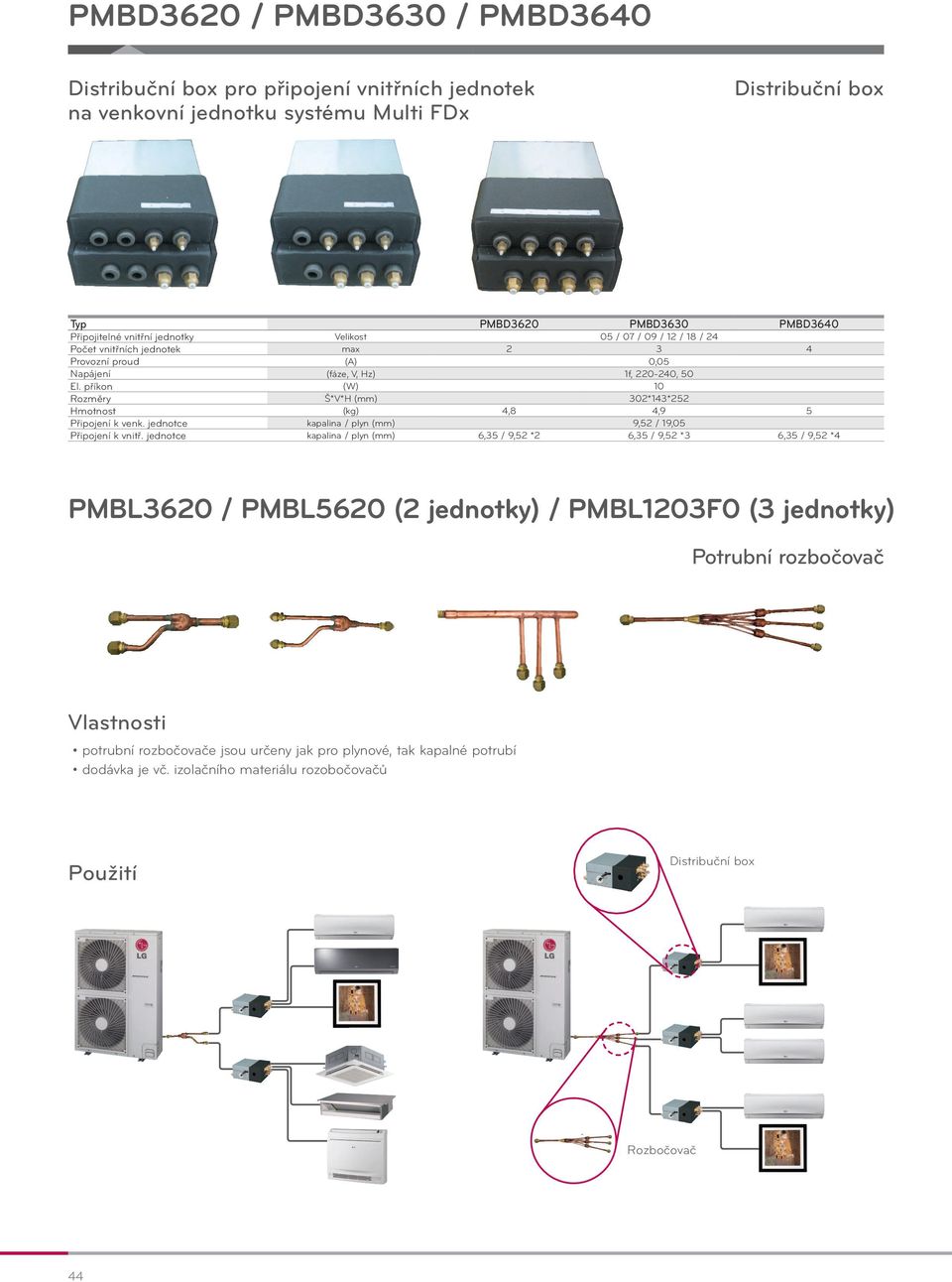 příkon (W) 10 Rozměry Š*V*H (mm) 302*143*252 Hmotnost (kg) 4,8 4,9 5 Připojení k venk. jednotce kapalina / plyn (mm) 9,52 / 19,05 Připojení k vnitř.