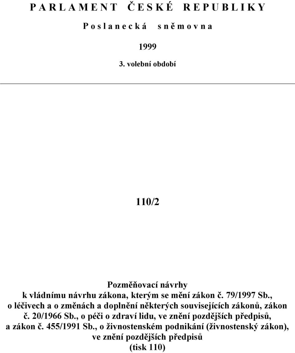 , o léčivech a o změnách a doplnění některých souvisejících zákonů, zákon č. 20/1966 Sb.