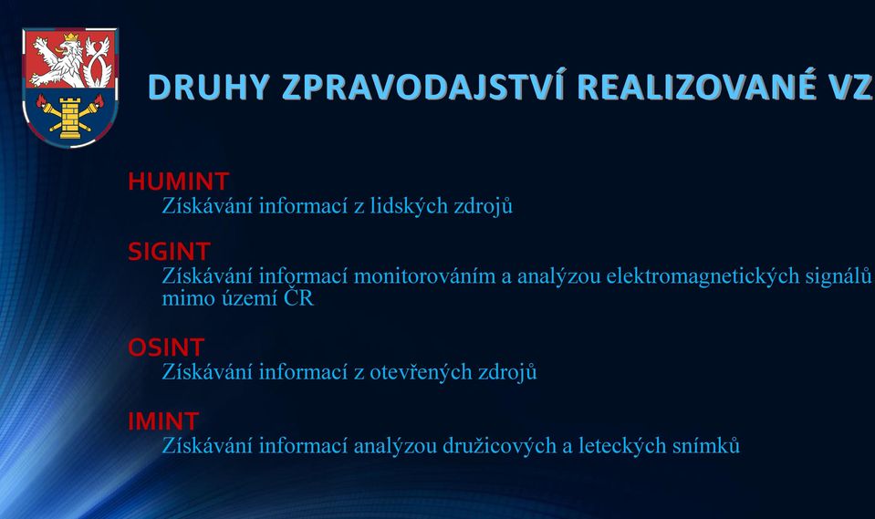 elektromagnetických signálů mimo území ČR OSINT Získávání informací z