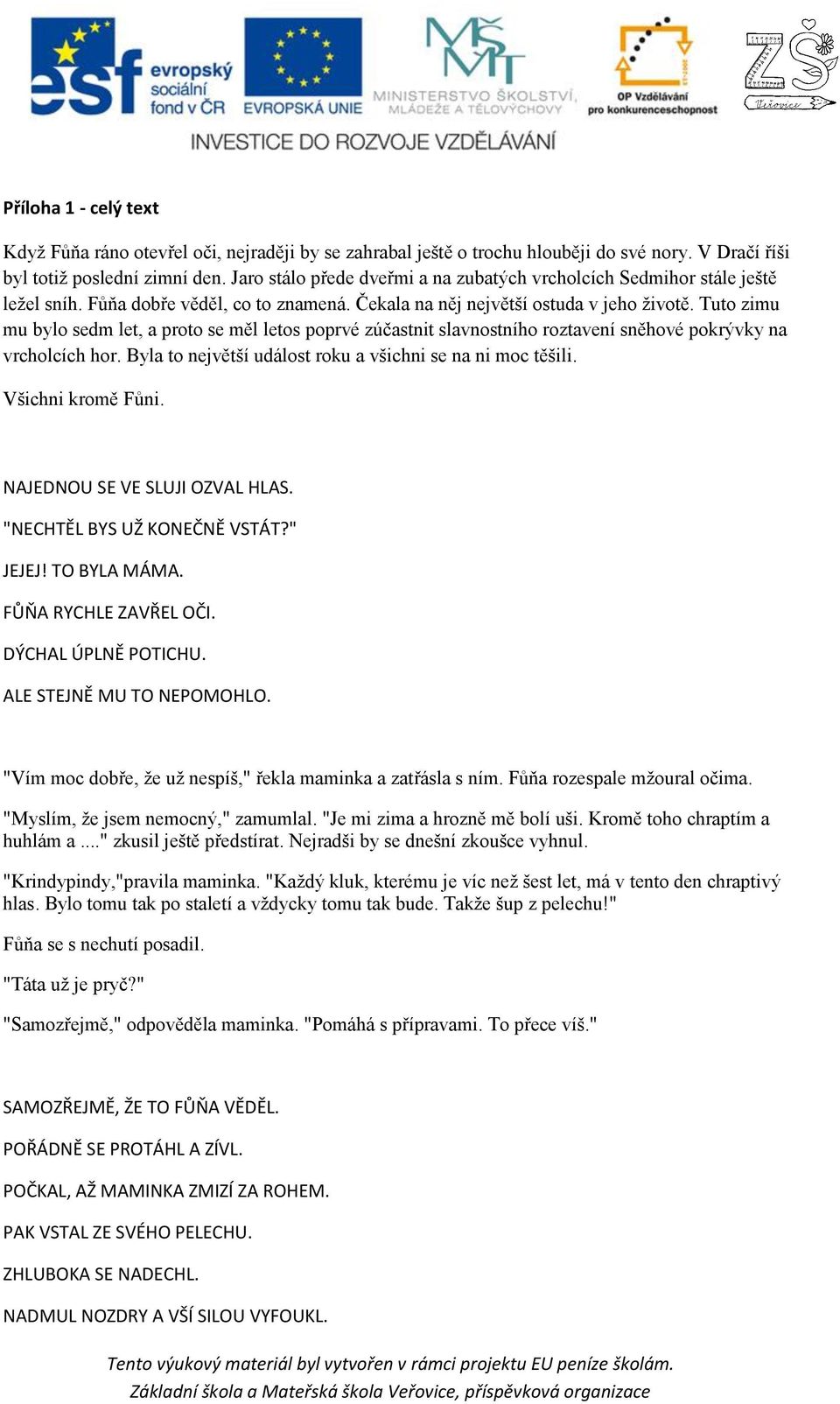 Tuto zimu mu bylo sedm let, a proto se měl letos poprvé zúčastnit slavnostního roztavení sněhové pokrývky na vrcholcích hor. Byla to největší událost roku a všichni se na ni moc těšili.