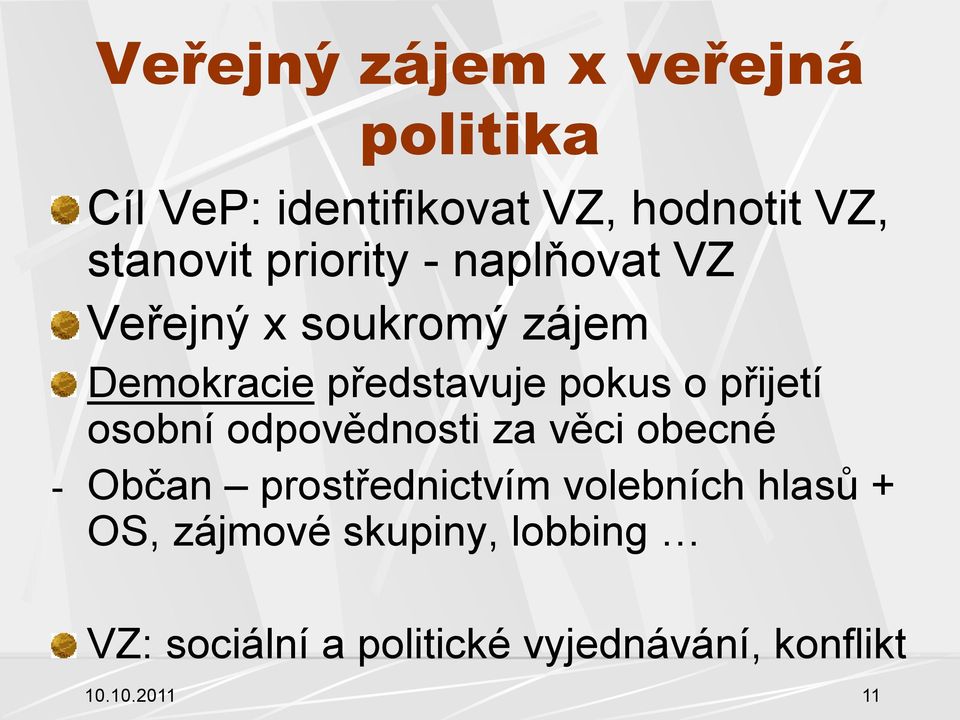 přijetí osobní odpovědnosti za věci obecné - Občan prostřednictvím volebních hlasů