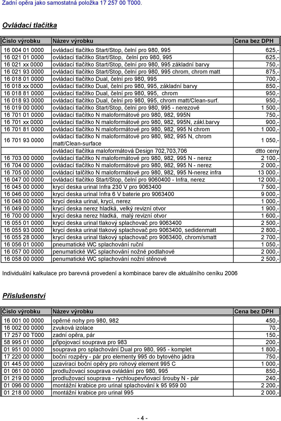 Start/Stop, čelní pro 980, 995 základní barvy 750,- 16 021 93 0000 ovládací tlačítko Start/Stop, čelní pro 980, 995 chrom, chrom matt 875,- 16 018 01 0000 ovládací tlačítko Dual, čelní pro 980, 995