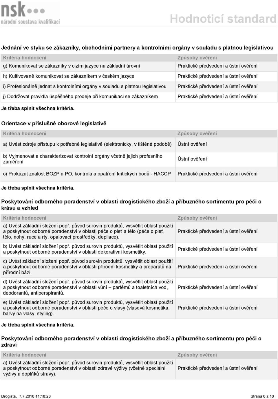 oborové legislativě a) Uvést zdroje přístupu k potřebné legislativě (elektronicky, v tištěné podobě) b) Vyjmenovat a charakterizovat kontrolní orgány včetně jejich profesního zaměření c) Prokázat