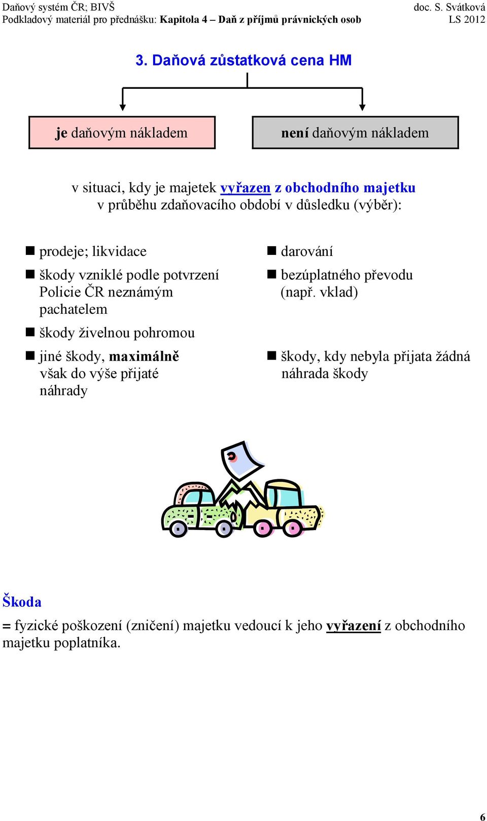 škody živelnou pohromou jiné škody, maximálně však do výše přijaté náhrady darování bezúplatného převodu (např.