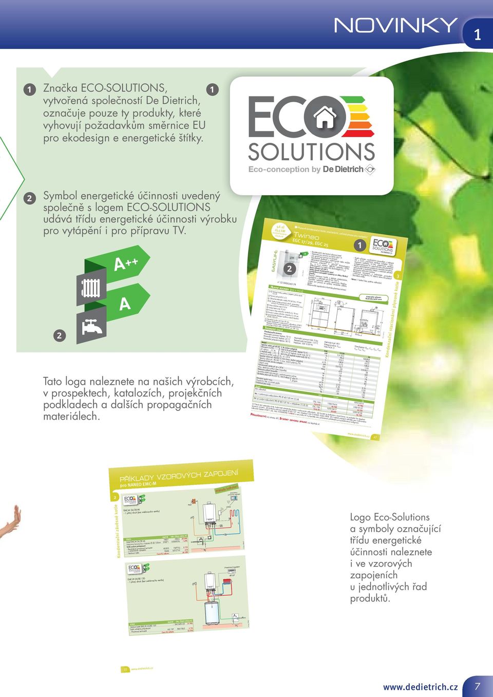 štítky. 1 Služby Eco-conception by Symbol energetické účinnosti uvedený společně s logem ECO-SOLUTIONS udává třídu energetické účinnosti výrobku pro vytápění i pro přípravu TV.