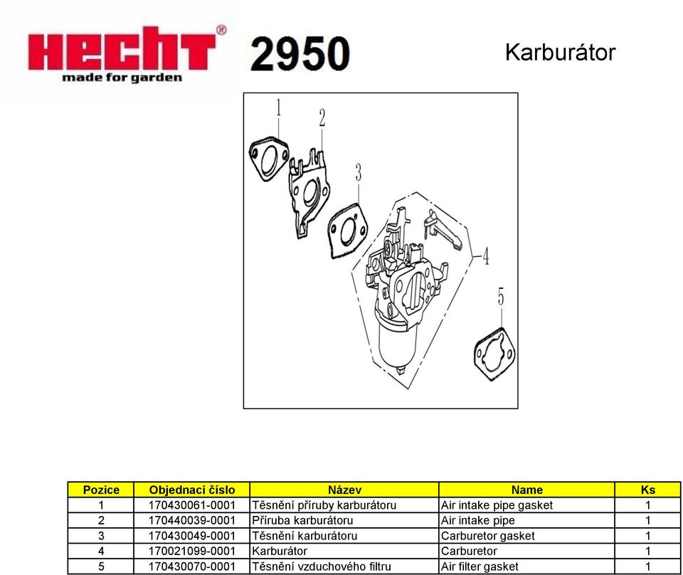 170430049-0001 Těsnění karburátoru Carburetor gasket 1 4 170021099-0001