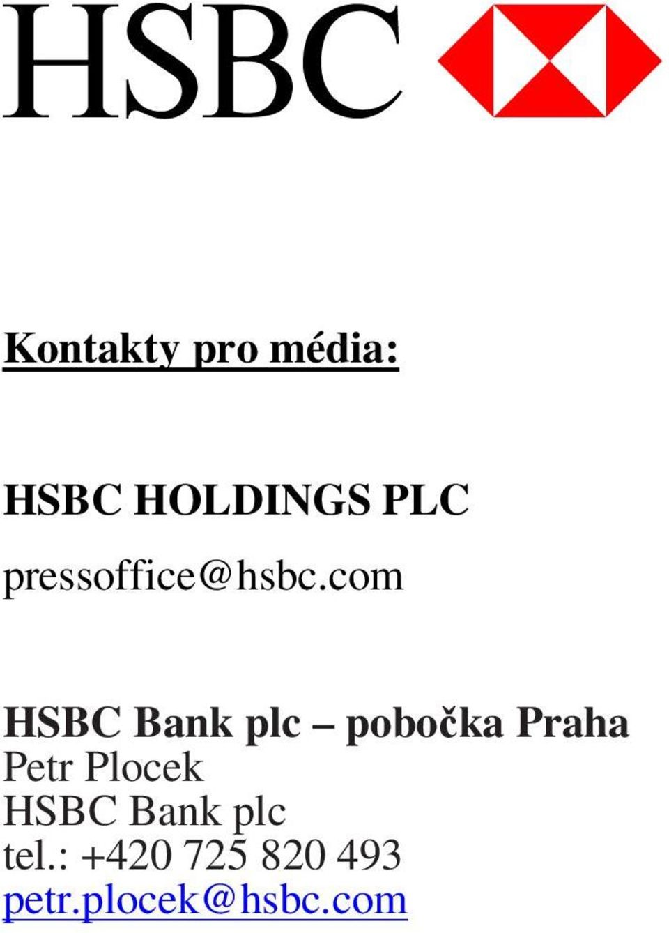 com HSBC Bank plc pobočka Praha Petr