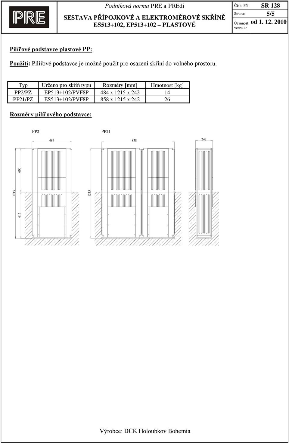 Typ Určeno pro skříň typu Rozměry [mm] Hmotnost [kg] PP2/PZ /PVF8P x x 14