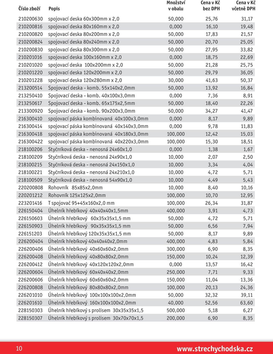 2,0 50,000 21,28 25,75 210201220 spojovací deska 120x200mm x 2,0 50,000 29,79 36,05 210201228 spojovací deska 120x280mm x 2,0 30,000 41,63 50,37 213200514 Spojovací deska - komb.