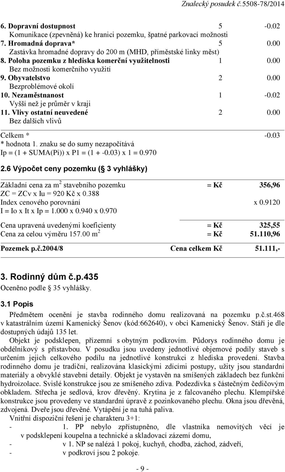 Vlivy ostatní neuvedené 2 0.00 Bez dalších vlivů Celkem * -0.03 * hodnota 1. znaku se do sumy nezapočítává Ip = (1 + SUMA(Pi)) x P1 = (1 + -0.03) x 1 = 0.970 2.