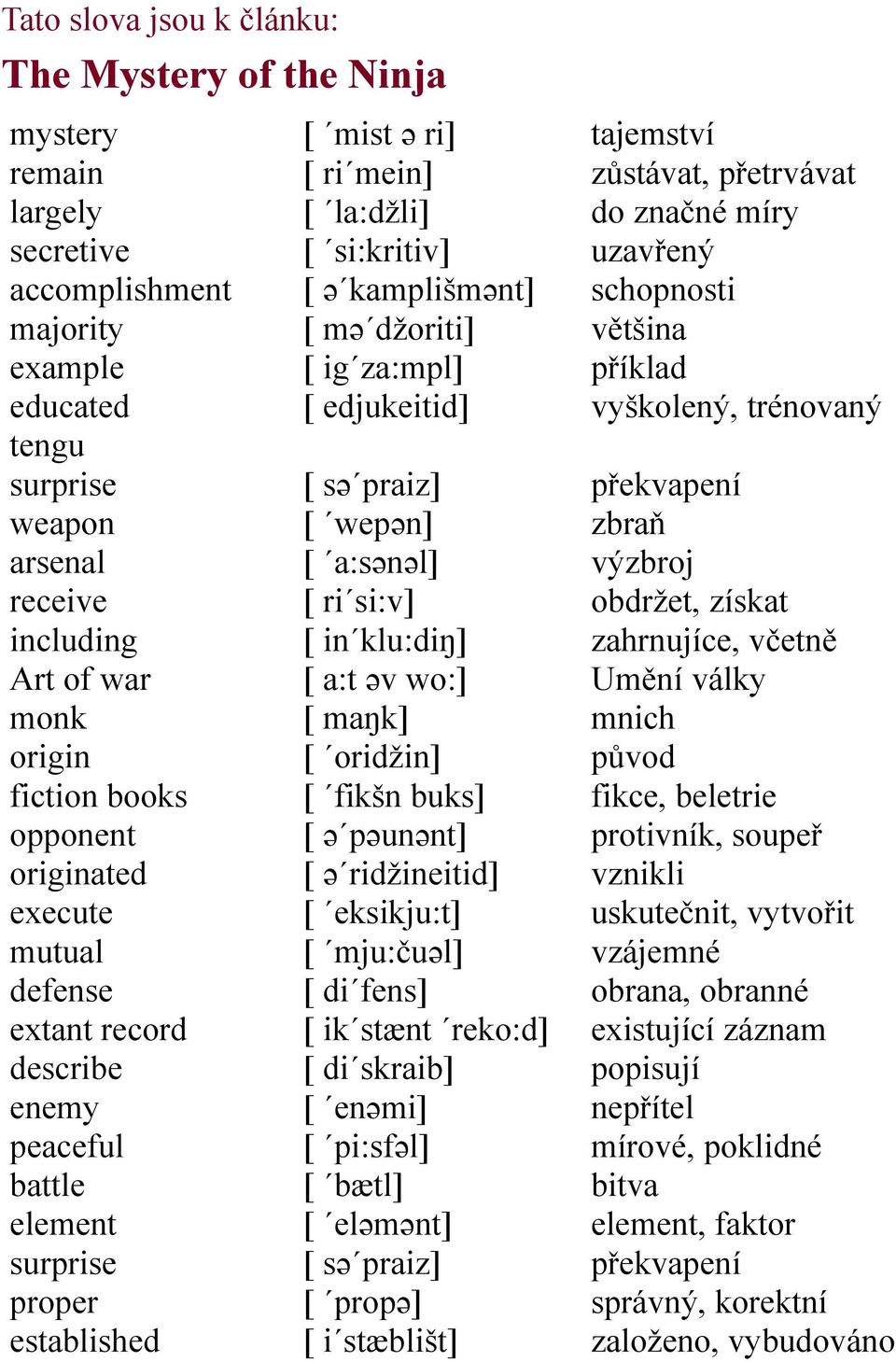 kamplišmənt] [ mə džoriti] [ ig za:mpl] [ edjukeitid] [ sə praiz] [ wepən] [ a:sənəl] [ ri si:v] [ in klu:diŋ] [ a:t əv wo:] [ maŋk] [ oridžin] [ fikšn buks] [ ə pəunənt] [ ə ridžineitid] [