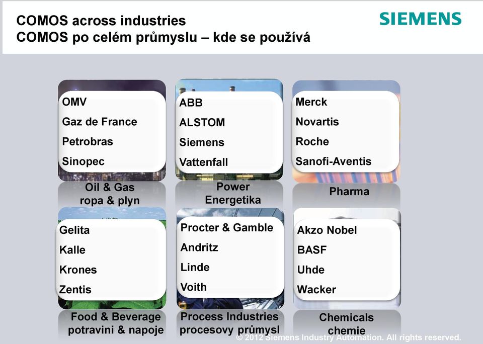 Energetika Procter & Gamble Andritz Linde Voith Merck Novartis Roche Sanofi-Aventis Pharma Akzo