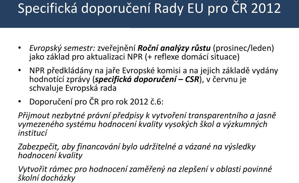 Doporučení pro ČR pro rok 2012 č.