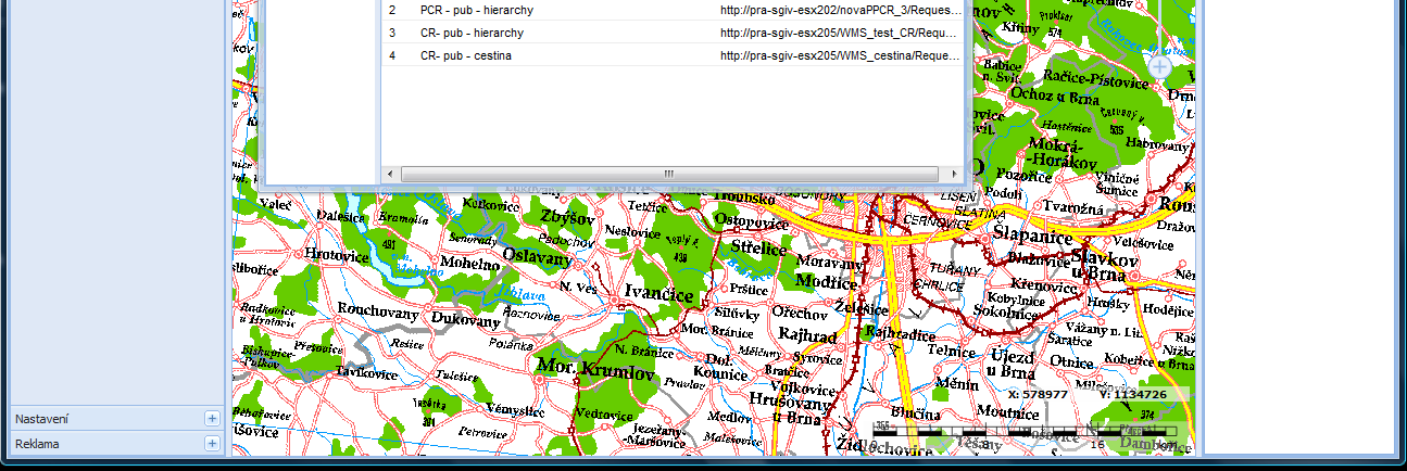 Obrázek 5 Ukázka možnosti připojit externí mapovou službu do Webového klienta Výše specifikované řešení s využitím nástroje ETL zabezpečuje: stálou aktuálnost dat a metadat v publikační databázi