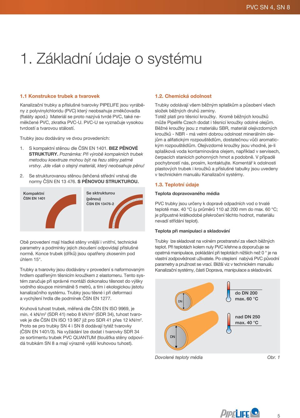 ) Materiál se proto nazývá tvrdé PVC, také neměkčené PVC, zkratka PVC-U. PVC-U se vyznačuje vysokou tvrdostí a tvarovou stálostí. Trubky jsou dodávány ve dvou provedeních: 1.