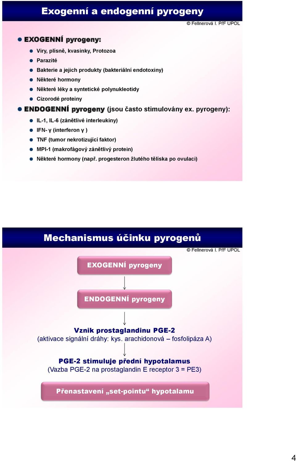 pyrogeny): IL-1, IL-6 (zánětlivé interleukiny) IFN- γ (interferon γ ) TNF (tumor nekrotizující faktor) MPI-1 (makrofágový zánětlivý protein) Některé hormony (např.