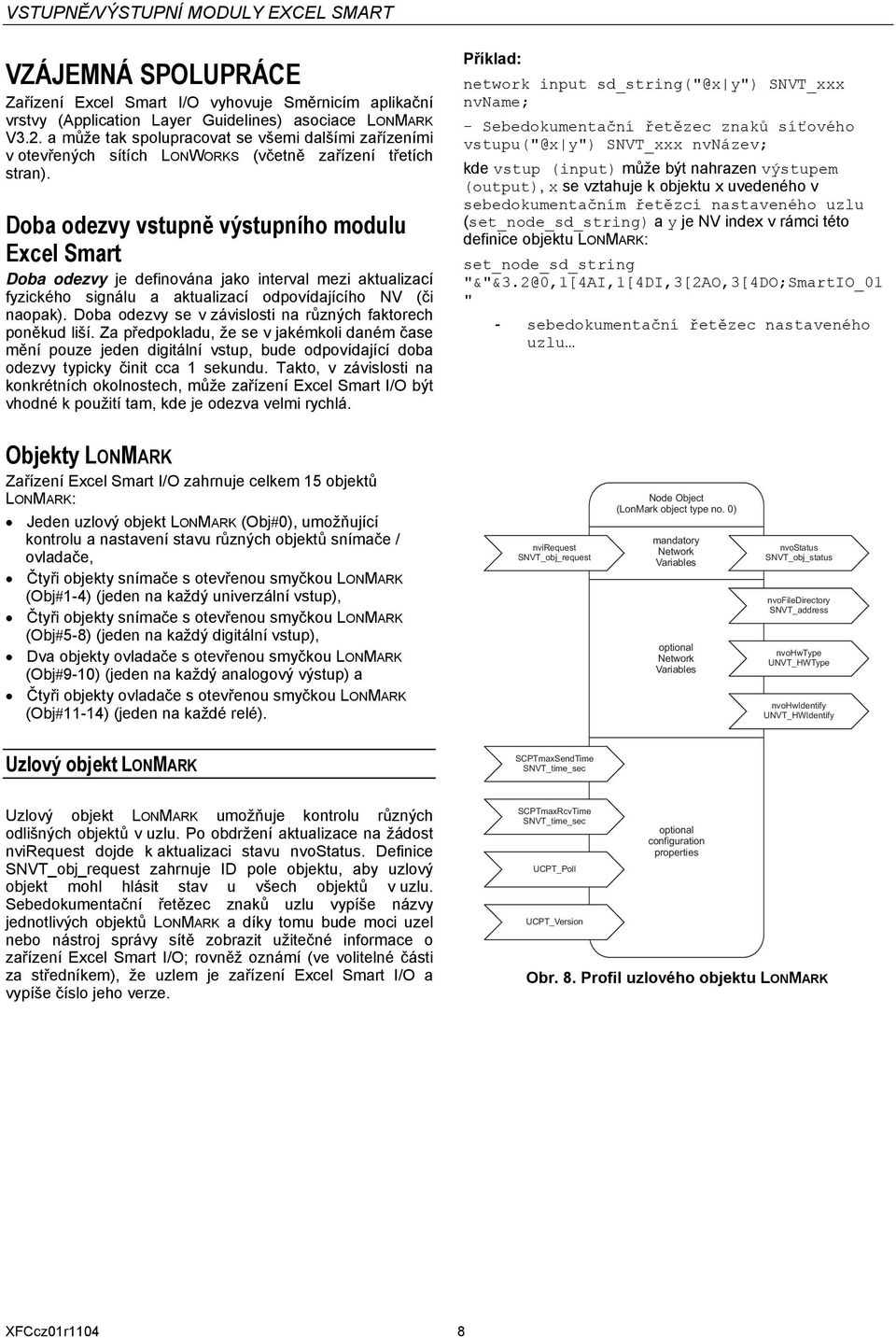 Doba odezvy vstupně výstupního modulu Excel Smart Doba odezvy je definována jako interval mezi aktualizací fyzického signálu a aktualizací odpovídajícího N (či naopak).