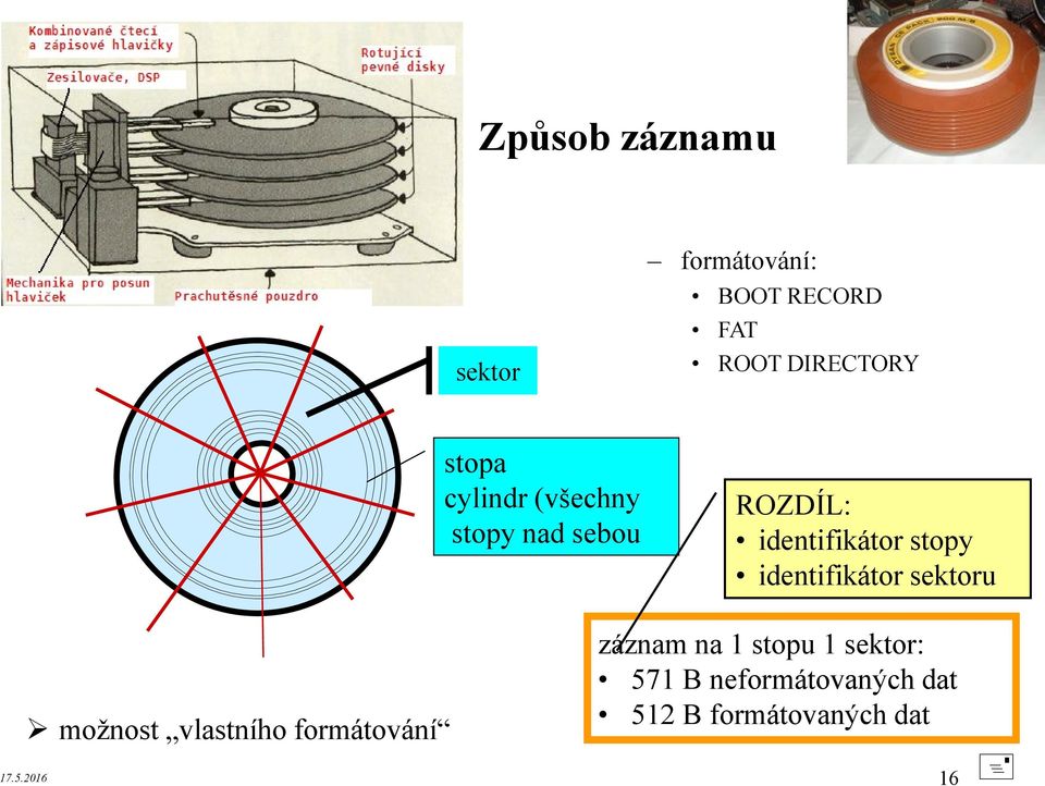 stopy identifikátor sektoru možnost vlastního formátování záznam na 1