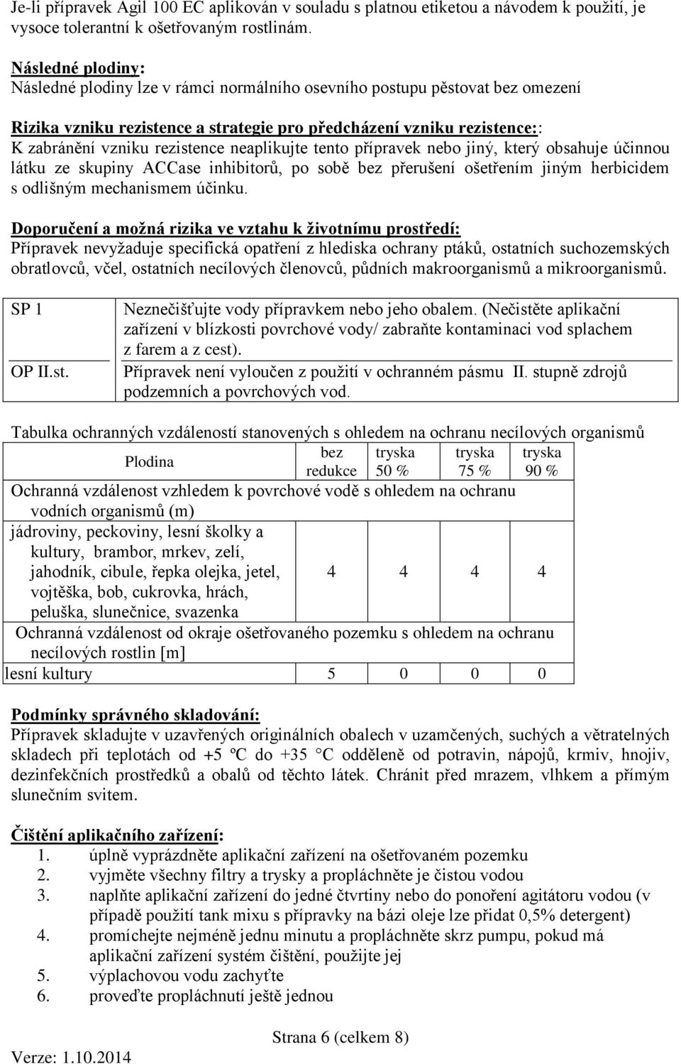 neaplikujte tento přípravek nebo jiný, který obsahuje účinnou látku ze skupiny ACCase inhibitorů, po sobě bez přerušení ošetřením jiným herbicidem s odlišným mechanismem účinku.