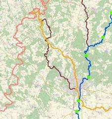 1 ( a tím i současně trasu EuroVelo 4) a druhá varianta by pak byla označena trojciferným číslem (viz. obrázek fialovou barvou je vyznačena stávající trasa č.