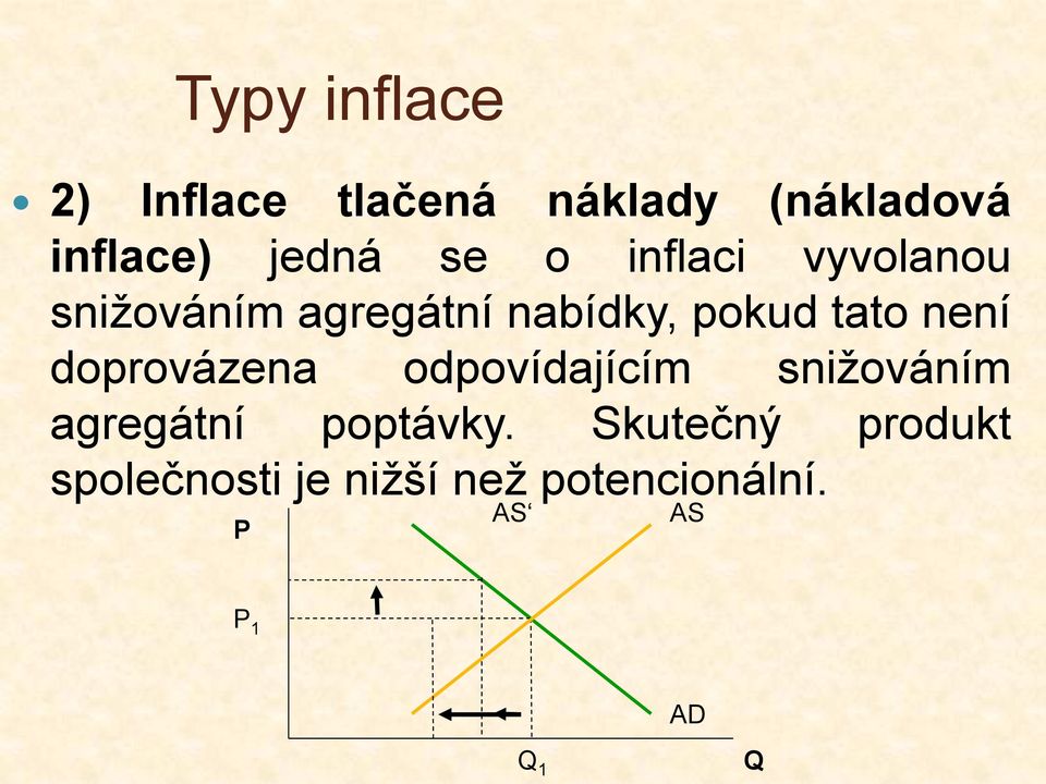 není doprovázena odpovídajícím snižováním agregátní poptávky.