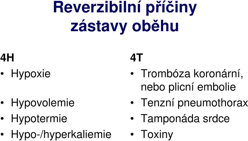 Hypo-/hyperkaliemie 4T Trombóza koronární,