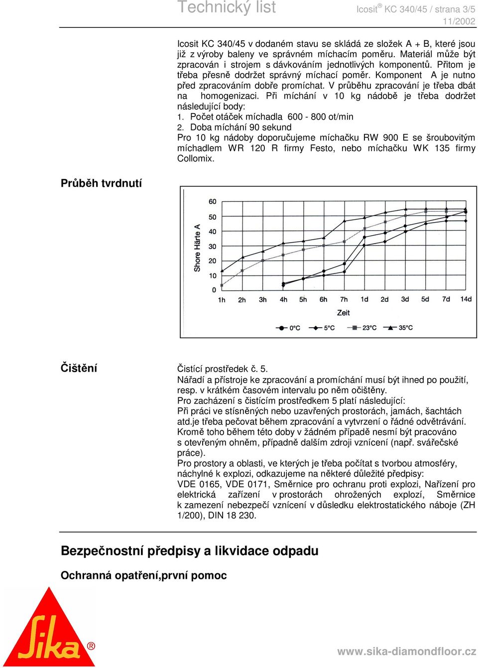 V průběhu zpracování je třeba dbát na homogenizaci. Při míchání v 10 kg nádobě je třeba dodržet následující body: 1. Počet otáček míchadla 600-800 ot/min 2.