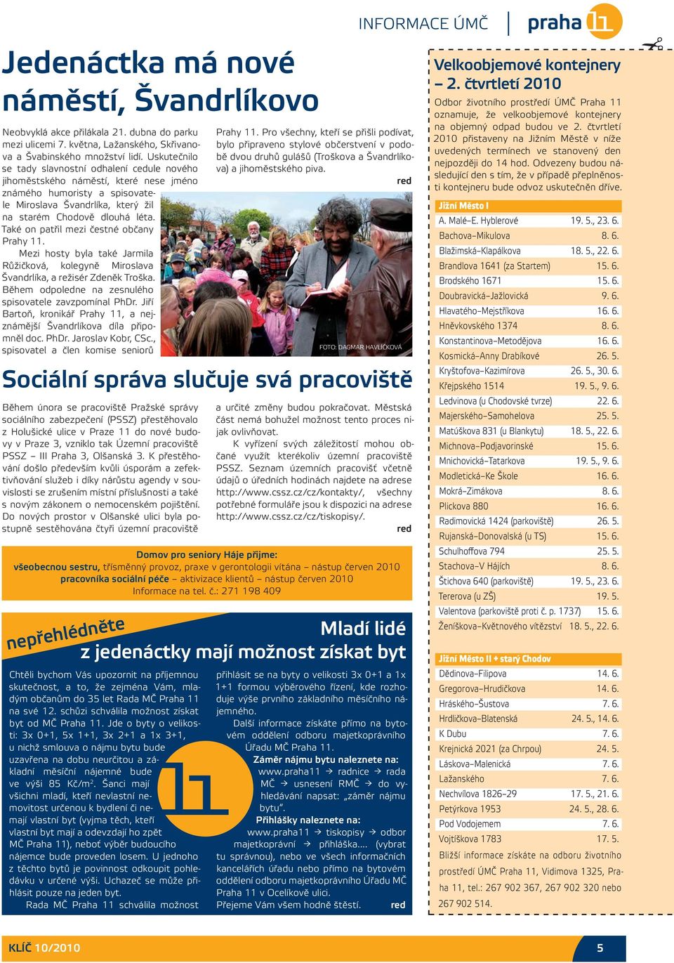 Také on patřil mezi čestné občany Prahy 11. Mezi hosty byla také Jarmila Růžičková, kolegyně Miroslava Švandrlíka, a režisér Zdeněk Troška. Během odpoledne na zesnulého spisovatele zavzpomínal PhDr.
