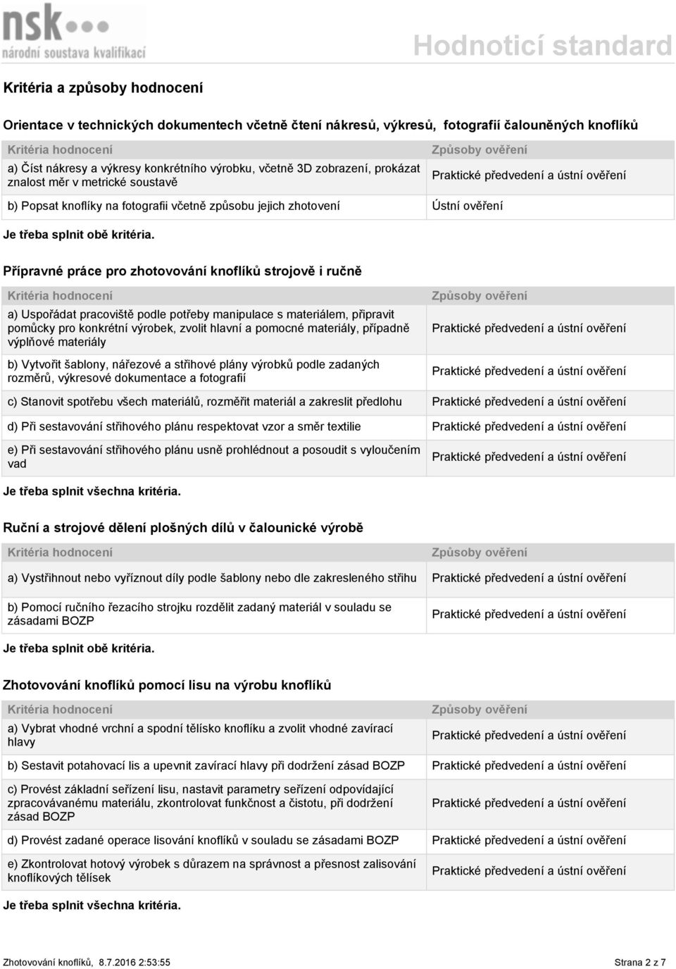 Přípravné práce pro zhotovování knoflíků strojově i ručně a) Uspořádat pracoviště podle potřeby manipulace s materiálem, připravit pomůcky pro konkrétní výrobek, zvolit hlavní a pomocné materiály,