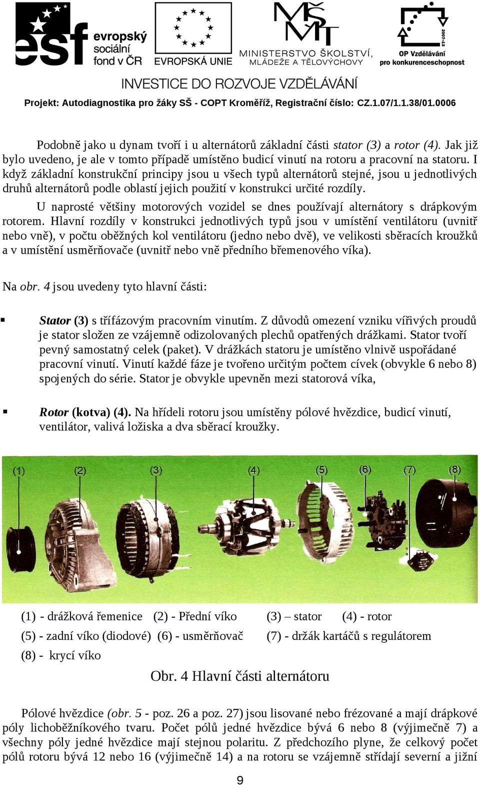 U naprosté většiny motorových vozidel se dnes používají alternátory s drápkovým rotorem.