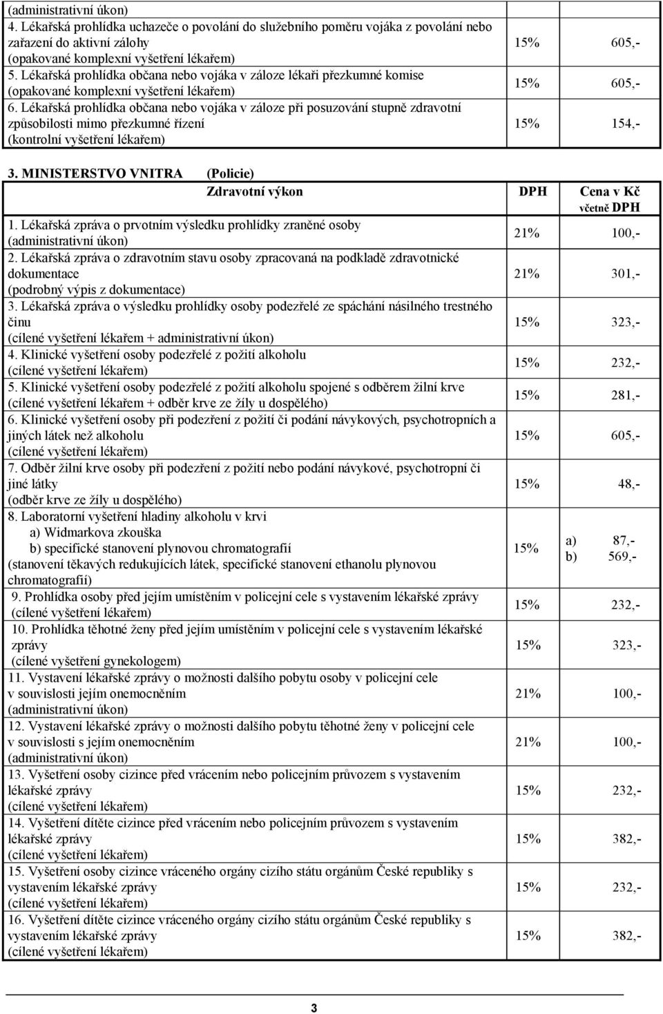 Lékařská zpráva o prvotním výsledku prohlídky zraněné osoby 2. Lékařská zpráva o zdravotním stavu osoby zpracovaná na podkladě zdravotnické dokumentace 3.