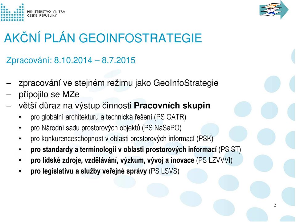 globální architekturu a technická řešení (PS GATR) pro Národní sadu prostorových objektů (PS NaSaPO) pro konkurenceschopnost v