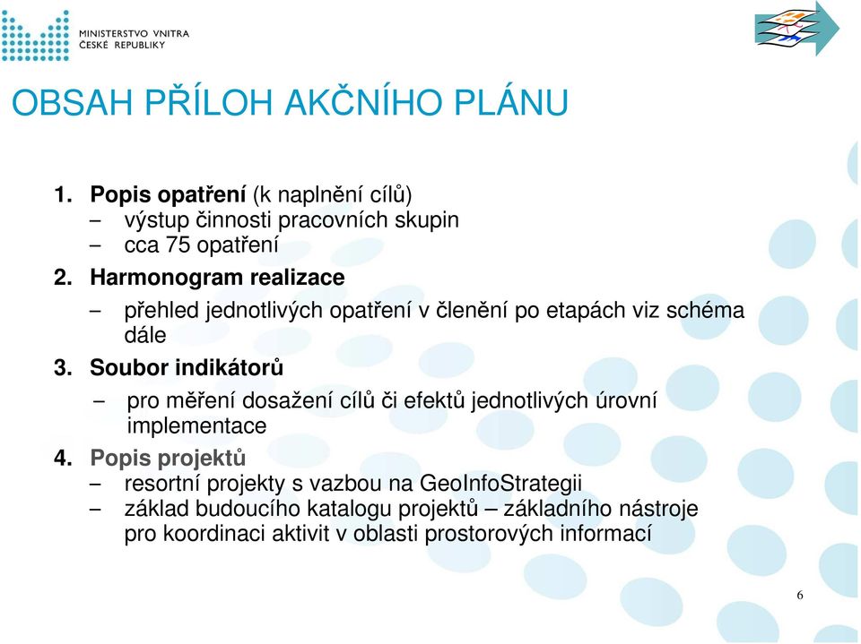 Soubor indikátorů pro měření dosažení cílů či efektů jednotlivých úrovní implementace 4.