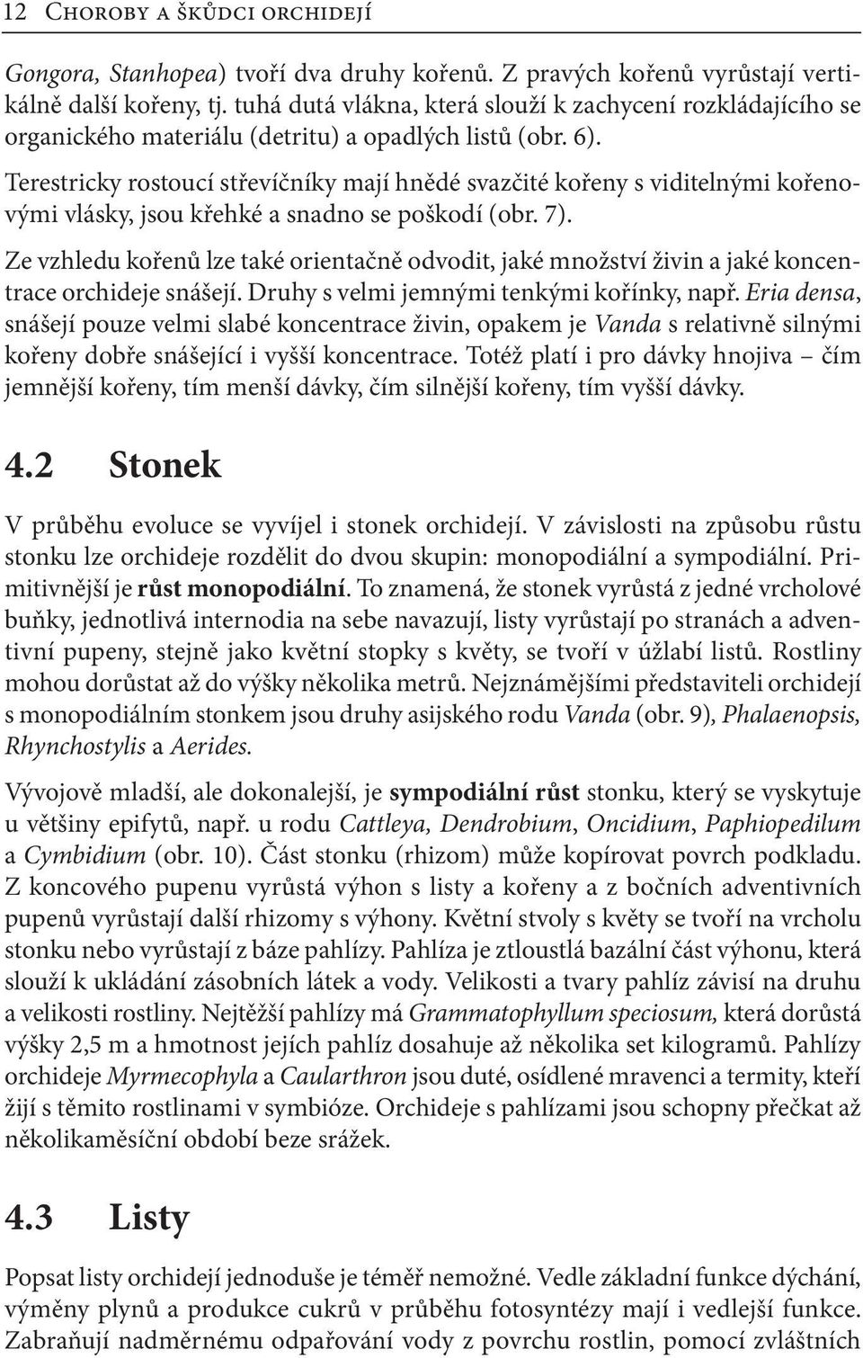 Terestricky rostoucí střevíčníky mají hnědé svazčité kořeny s viditelnými kořenovými vlásky, jsou křehké a snadno se poškodí (obr. 7).