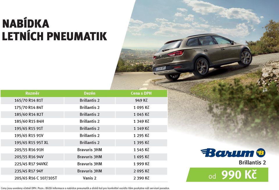 Bravuris 3HM 1 545 Kč 205/55 R16 94V Bravuris 3HM 1 695 Kč 225/45 R17 94VKč Bravuris 3HM 1 999 Kč 235/45 R17 94Y Bravuris 3HM 2 095 Kč 205/65 R16 C 107/105T Vanis 2