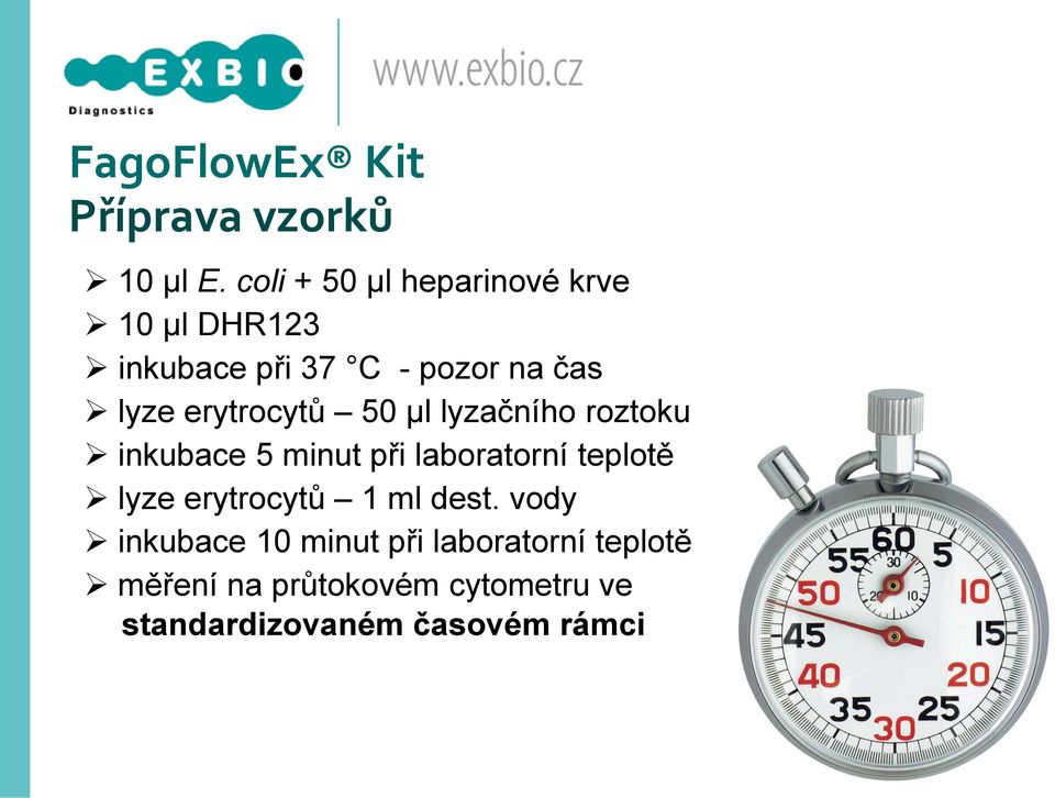 erytrocytů 50 µl lyzačního roztoku inkubace 5 minut při laboratorní teplotě lyze