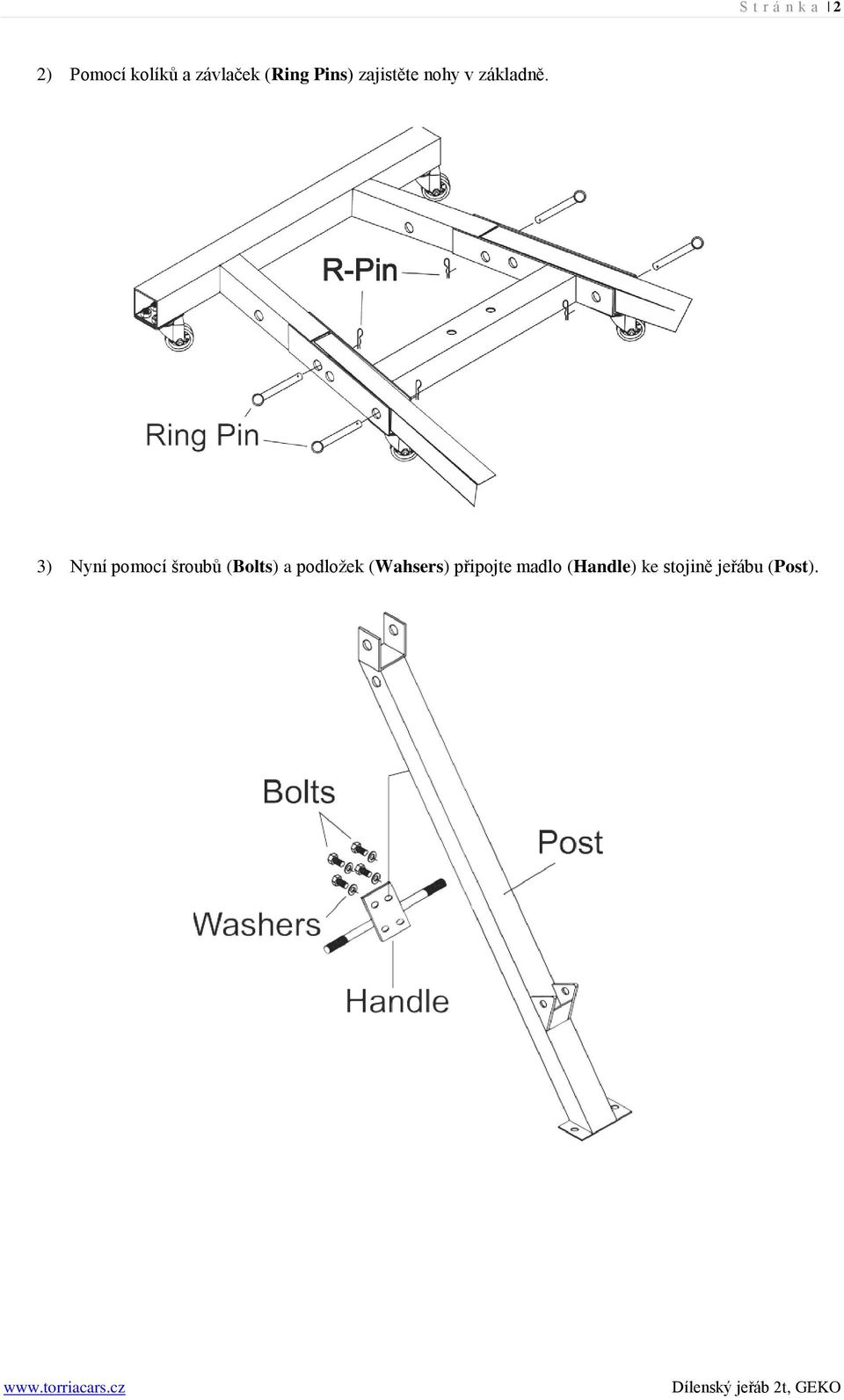 3) Nyní pomocí šroubů (Bolts) a podložek