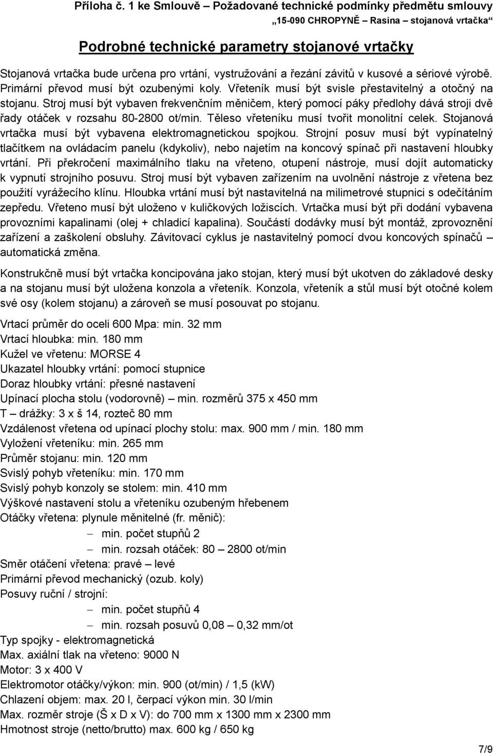 vystružování a řezání závitů v kusové a sériové výrobě. Primární převod musí být ozubenými koly. Vřeteník musí být svisle přestavitelný a otočný na stojanu.